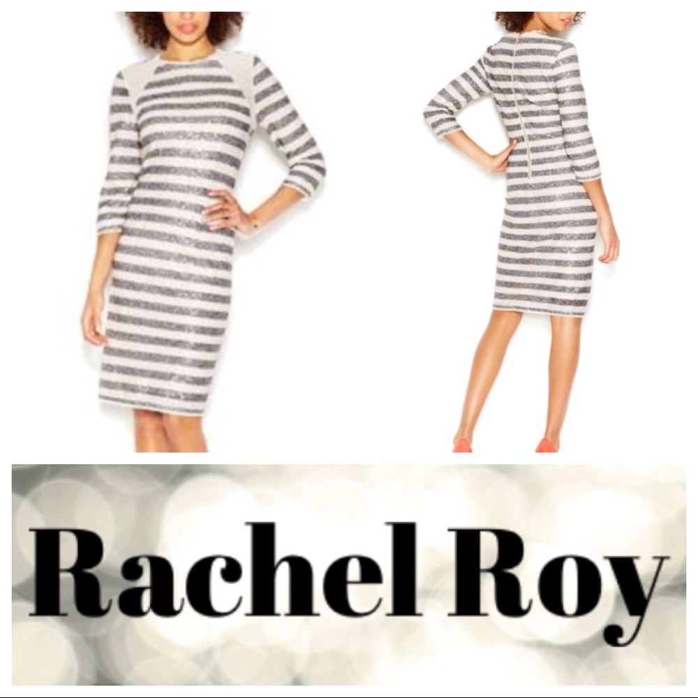 Rachel Roy Striped Sequin Mesh Mini Dress
